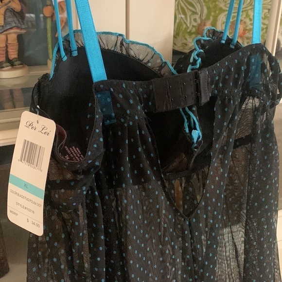 NWT Black/turquoise babydoll sleep dress chemise Womens Sz XL - Picture 13 of 16